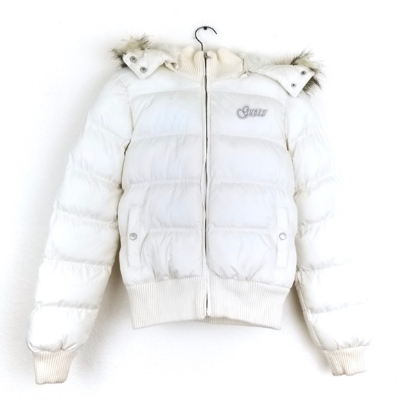 guess down jacket with faux fur